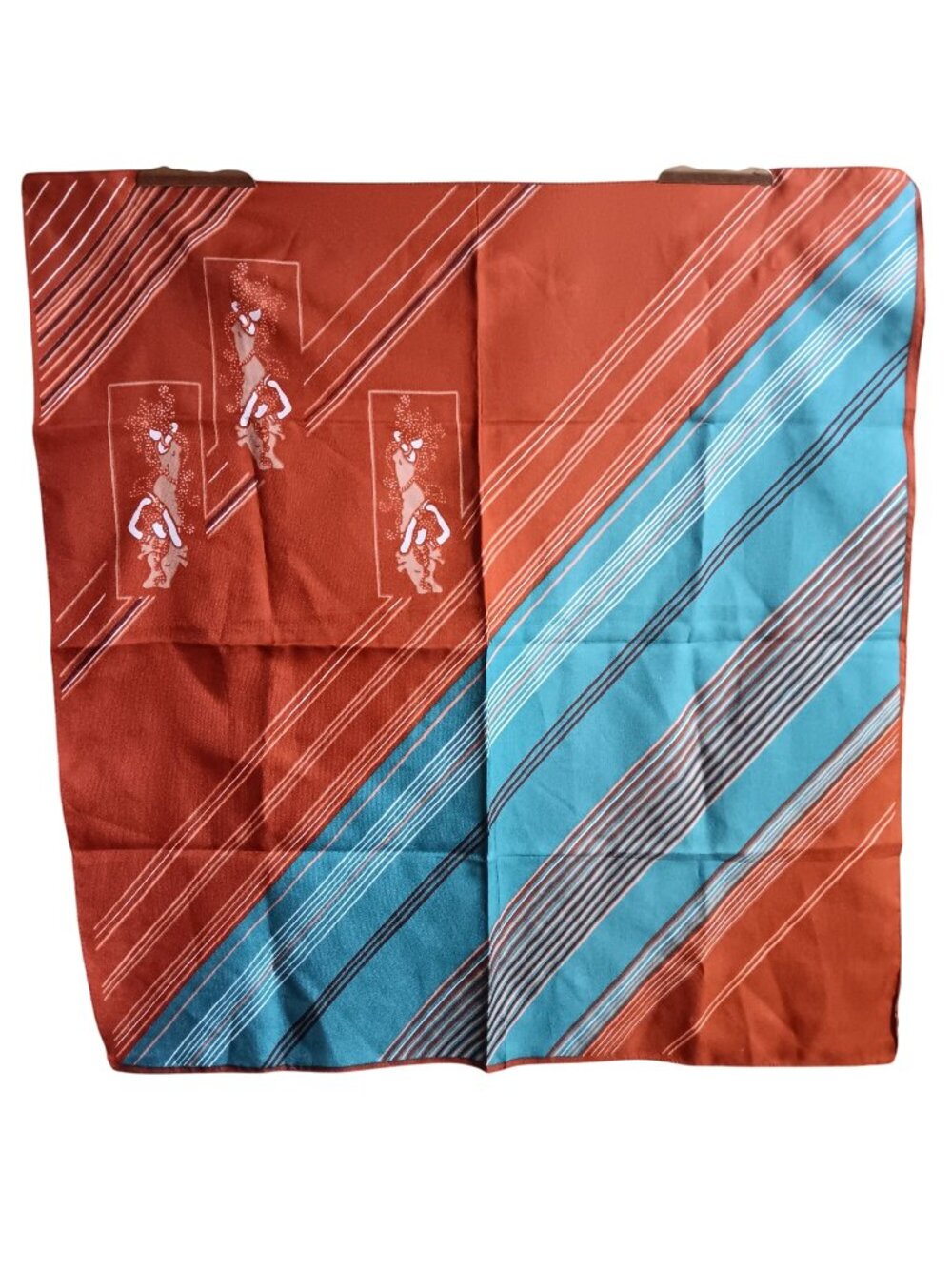 Vintage Hippie Scarf 24x26" 1970s Striped Polyester Deco women Print